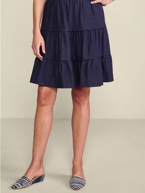 Soft Surroundings Classic A-Line Navy Blue skirt Womens 1X EUC